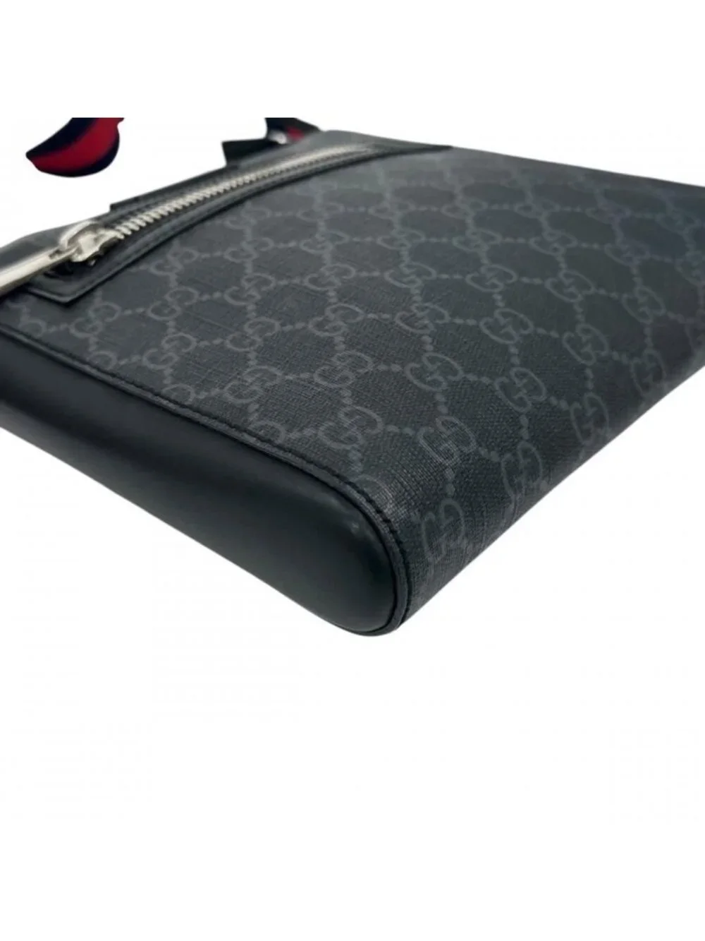 Gucci Shoulder Bag Web Stripe Crossbody GG Supreme Canvas Leather Black